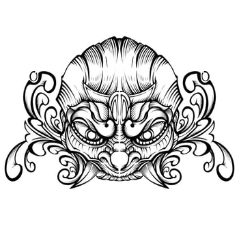 japanese oni mask vector tribal tattoo