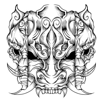 Design oni mask tattoo vector illustration