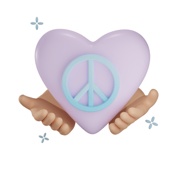 3D holding peace love illustration with transparent background png
