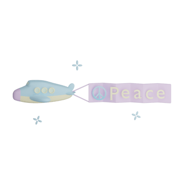3D peace air plane illustration with transparent background png