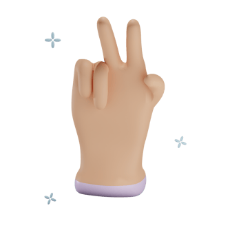 3D peace hand gesture illustration with transparent background png