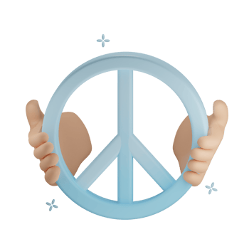 3D holding peace illustration with transparent background png
