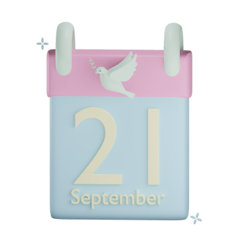 3D peace calendar illustration with transparent background png