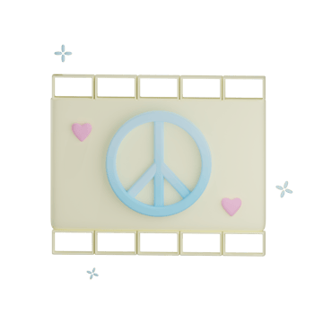 3D peace movie illustration with transparent background png