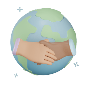 3D world shaking hands illustration with transparent background png