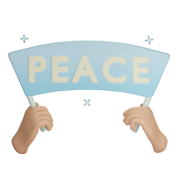 3D peace banner illustration with transparent background png