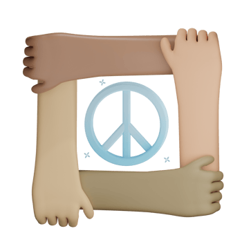 3D holding hand together for peace illustration with transparent background png