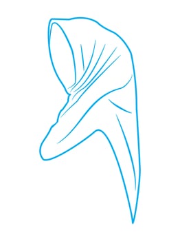Beautiful hijab vector line art in blue