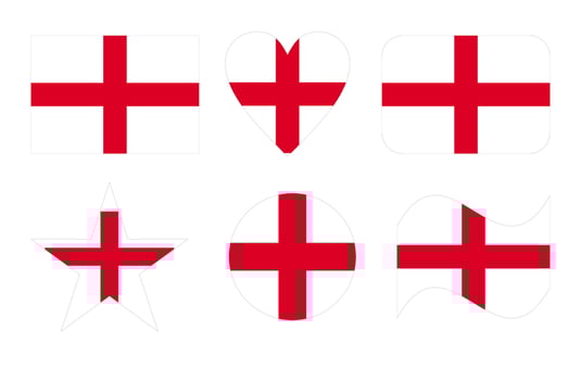 England flag, flag of England in six shapes vector