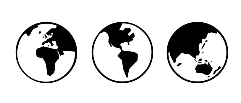 Globe of america, asia and africa editable vector