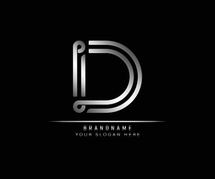 initial letter D logo creative elegant trendy unique artistic silver color  based Alphabet icon logo. vector