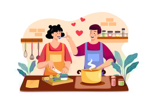Couple Is Cooking Together vector