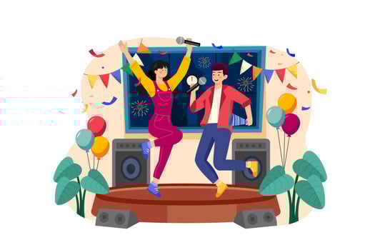 Couple dancing to greet a new year's eve vector