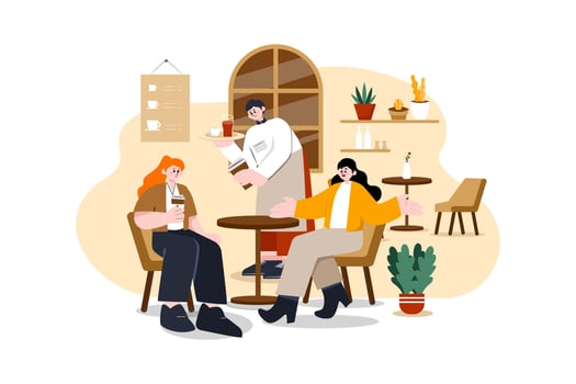 Restaurant Service flat illustration concept on white background vector
