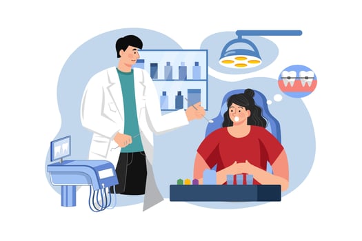 Girl getting dental treatment vector
