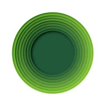 Green circle abstract paper art style form nature and eco technology  concept. vector design
