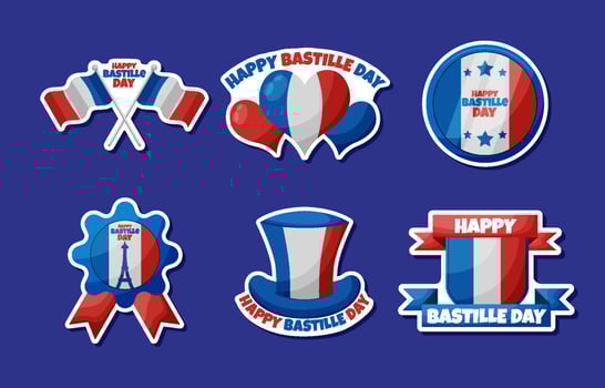Bastille Day Festivity Stickers Set vector