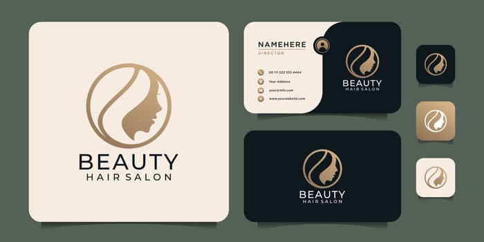 Golden woman face logo spa design inspiration vector