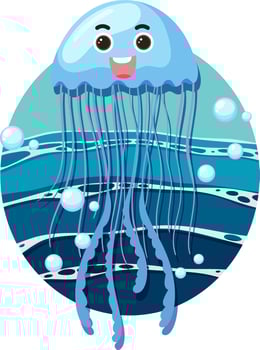 Jellyfish in cartoon style vector