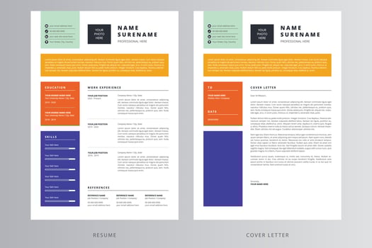 Modern Resume or CV and Cover Letter Template. Pro Vector