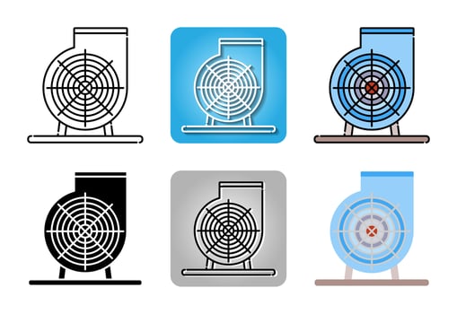 Ventilating fan or Blower  icon set isolated on white background for web design vector