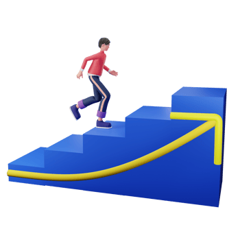 3D character businessman  illustration climbing the steps to success target png