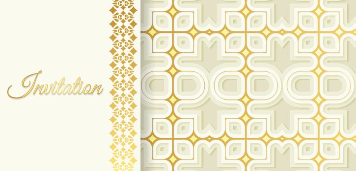 Gold invitation background style ornamental pattern vector