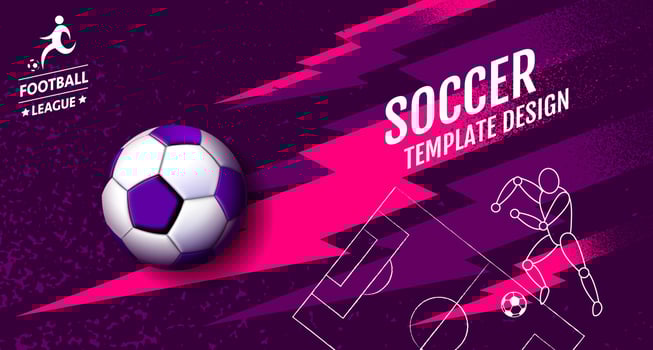 Soccer Layout template design, football league, Purple magenta tone, sport background vector