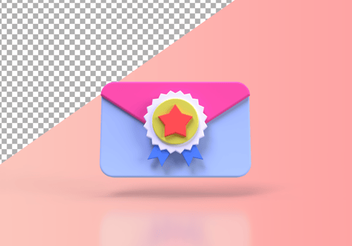 medal with envelope or letter concept illustration Landing page template for background psd