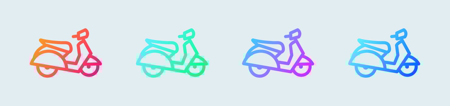 Scooter line icon in gradient colors. Motorcycle signs vector illustration.
