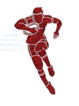Cartoon Rugby Players Jumping Action vector