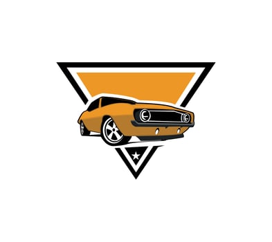Muscle car silhouette logo vector concept badge emblem isolated