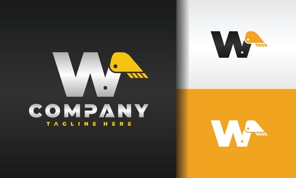 letter W excavator logo vector