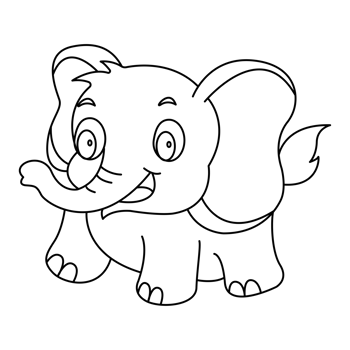 Elephant outline vector cartoon design on transparent background png
