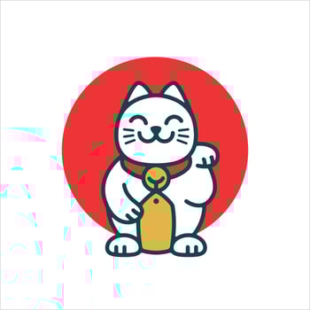 Cute Smiling Lucky Cat Logo Template vector