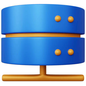 3d rendering illustration blue database connection isolated png