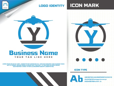Travel logo with letter y premium vector