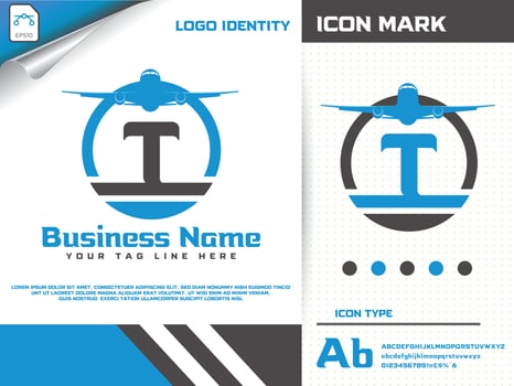 Travel logo with letter t premium vector
