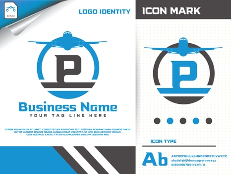 Travel logo with letter p premium vector