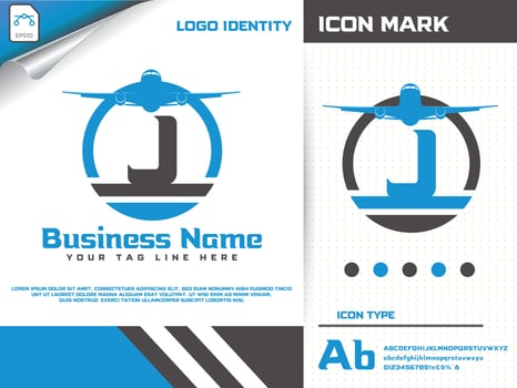 Travel logo with letter j premium vector