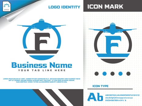 Travel logo with letter f premium vector