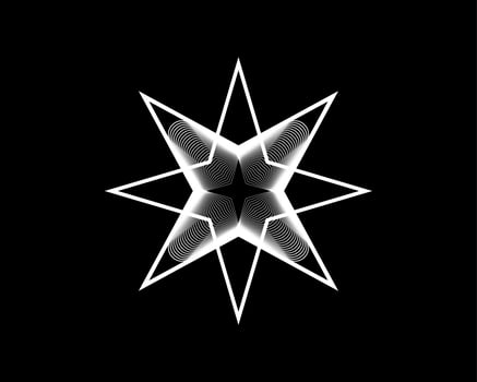 Eight Point Star, Elegant Vector Logo Design, Beauty Decorative Logo Template, Sacred Geometry in white color, geometric pattern isolated on black background