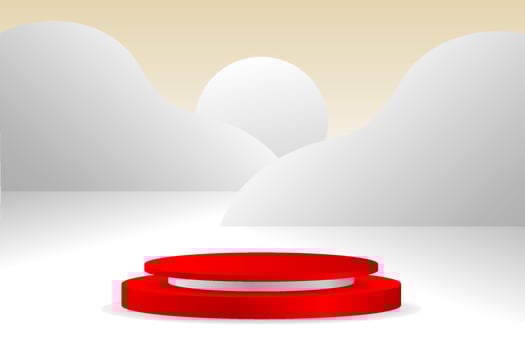 Red podium for product showcase for advertising vector
