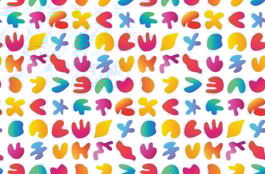 Seamless pattern background with simple colorful organic shapes, liquid gradient stains. Geometric irregular figures silhouette backdrop. Abstract fluid frame design. vector