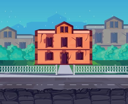game background cartoon vector , game design nature asset , Home on the road inside the game