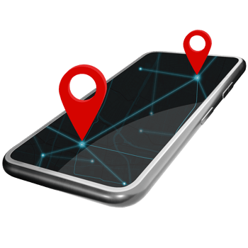 Smartphone and route pin Coordinates in the Maps application coordinate pins mobile phone gps map navigation 3d illustration png