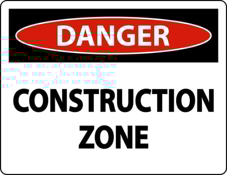 Danger Construction Zone Symbol Sign On White Background vector