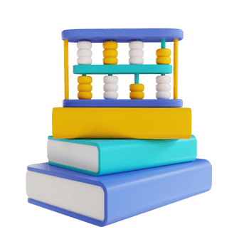 3D illustration book and abacus png