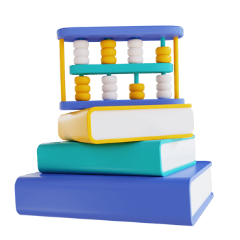 3D illustration book and abacus png