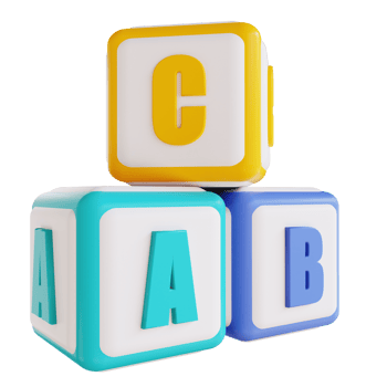 3D illustration cube ABC png
